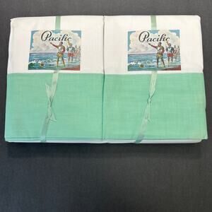 Vintage Pacific Mills New York  Sheet‎ Set 42 x 38.5" Before Hemming NOS